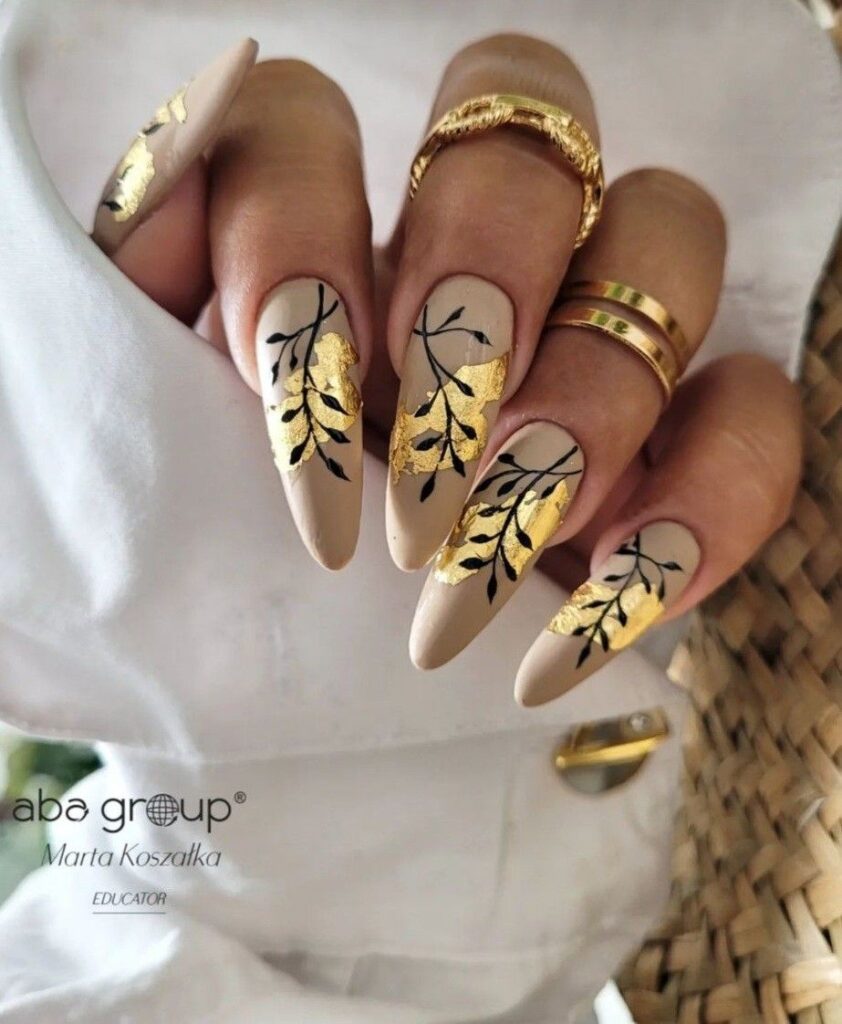 Gold Leaf Nail Design