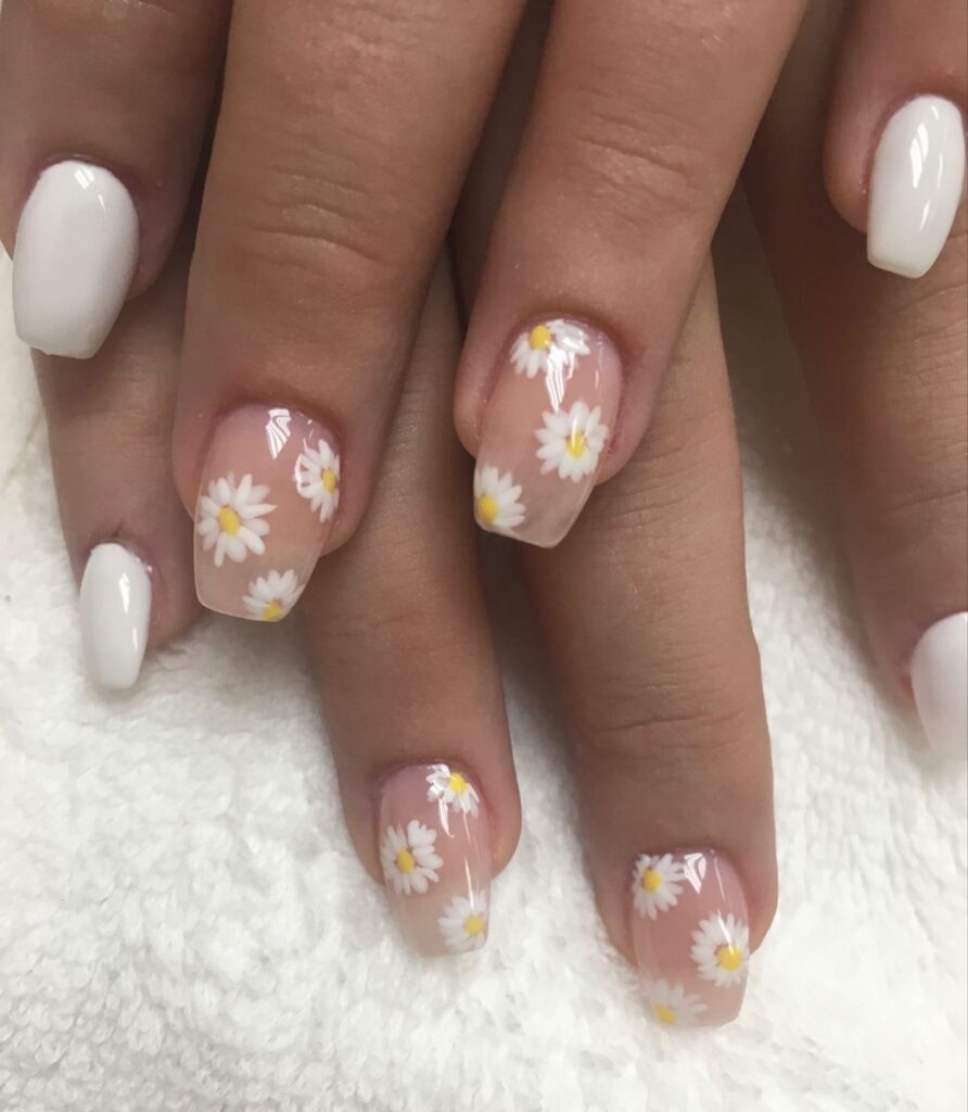 Little White Flower Nail Design