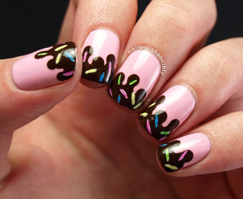 Pink Ice Cream Nail Design
