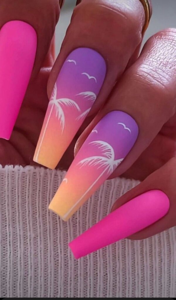 Pink Miami Nail Design