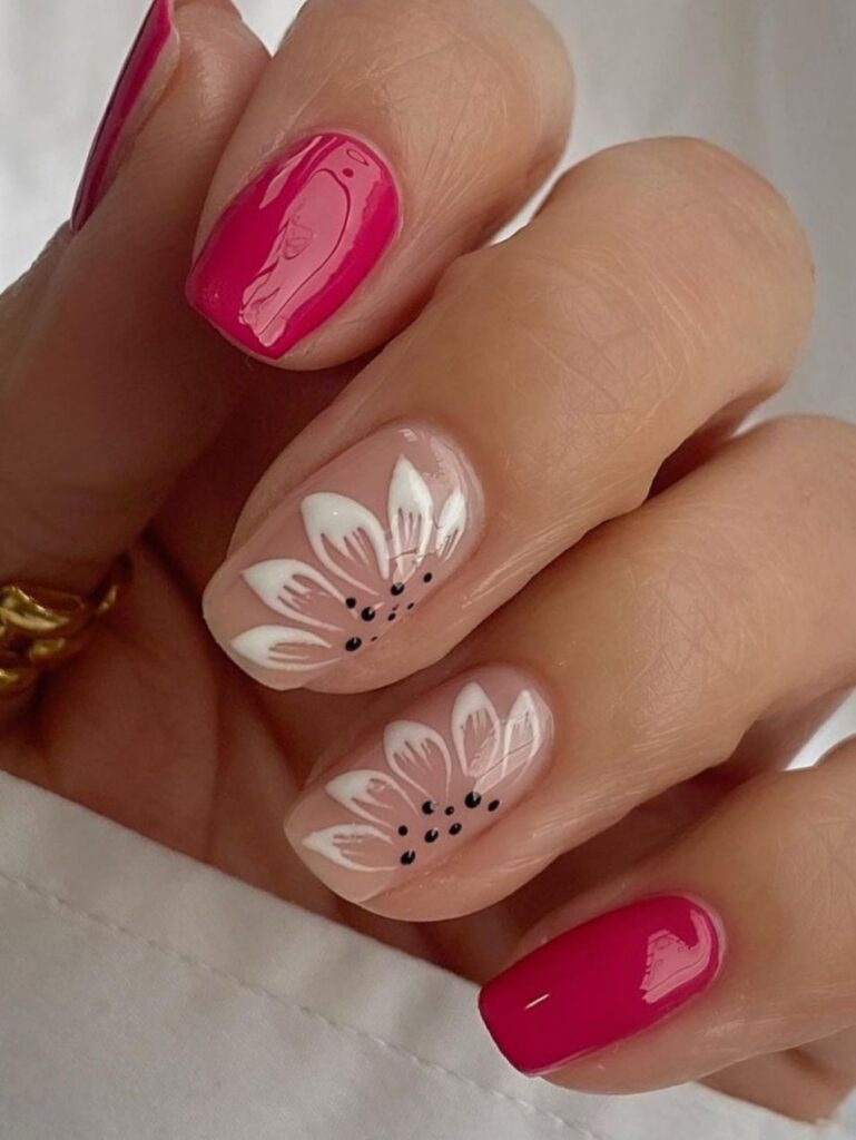 Simple White Flower Nail Design
