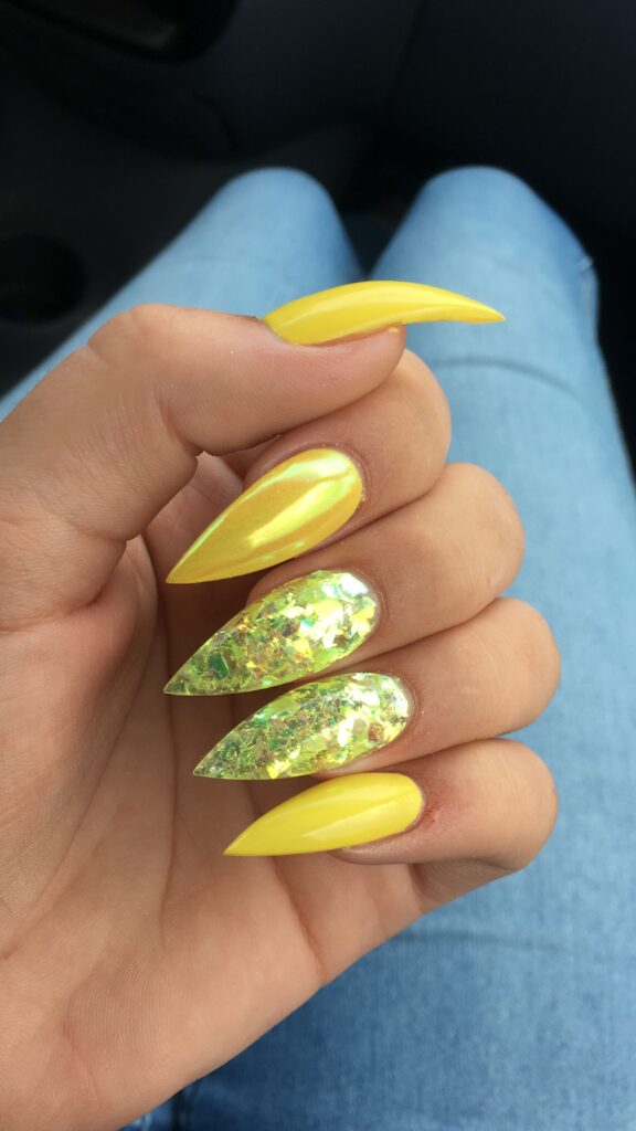 Sparkle Black and Yellow Nail Designs