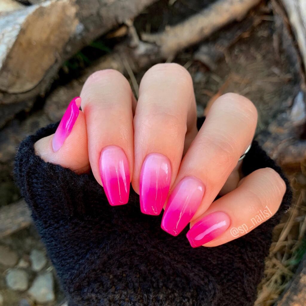 Hot Pink Ombre Nails