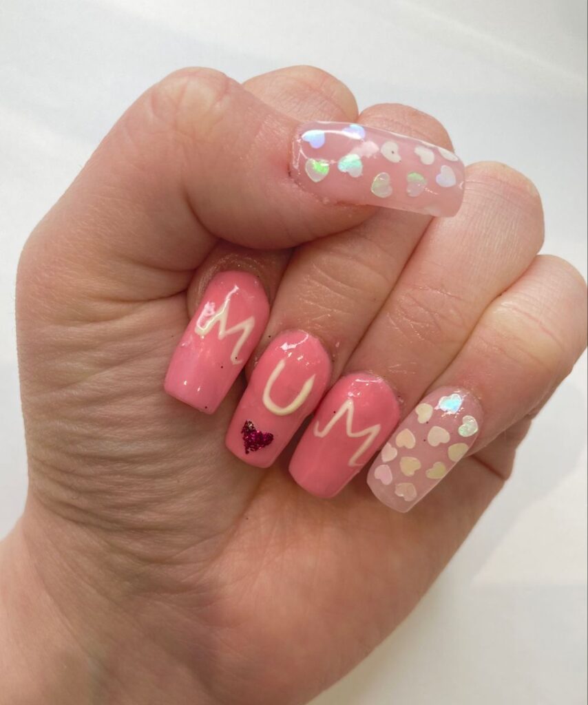 Mother's Day Nail Art with Family Silhouettes