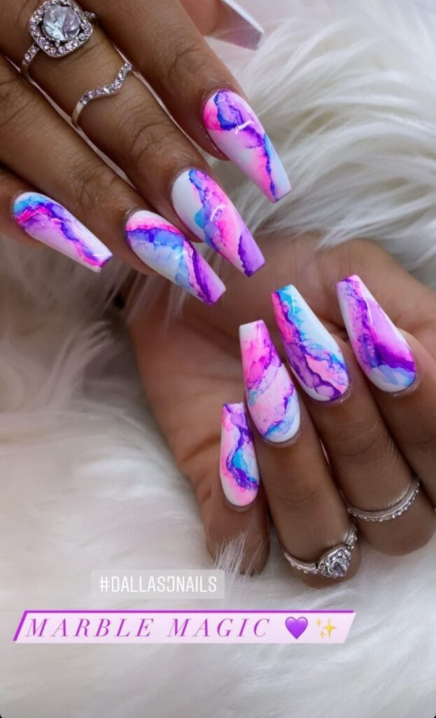 Pink and Blue Nails