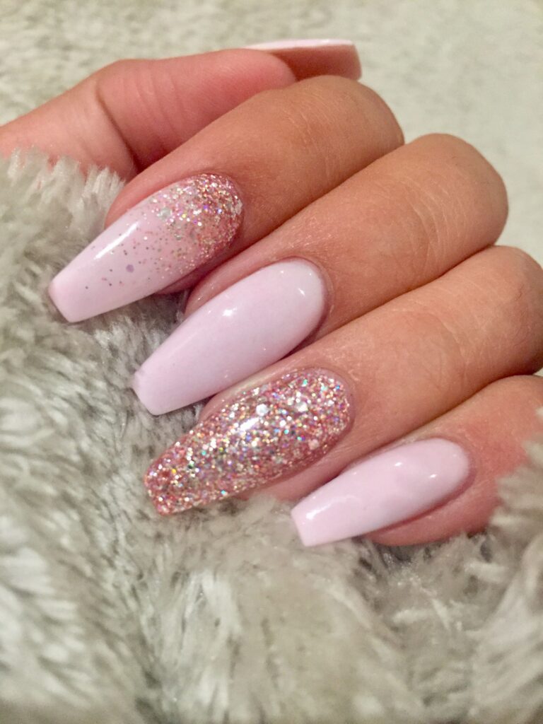 Pink and Gold Nails Coffin