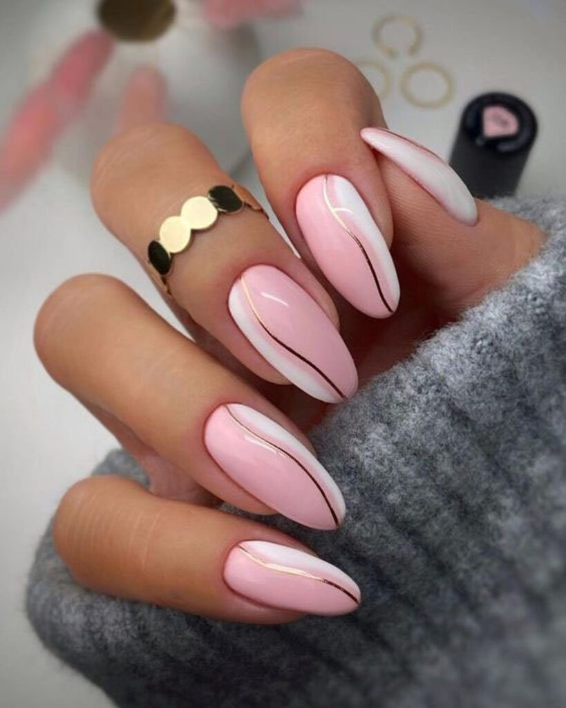 Pink and White Nail Art