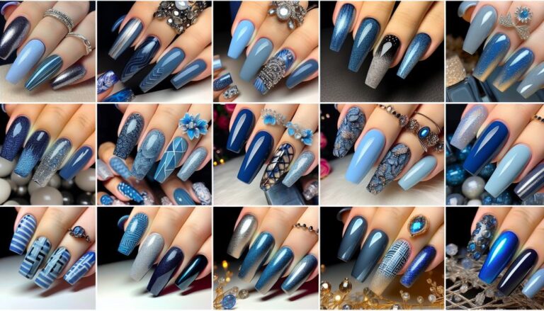 🔵+💿+85 Blue and Silver💅 Nail Designs: Metallic Accents for Modern Elegance💙✨